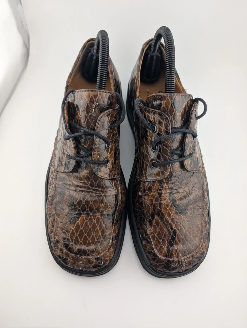 Helle Comfort By Romu's Size 9 Women's Snakeskin Shoes Lace Up Brown 40 Oxfords